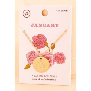 Earthbound Trading NWT January Carnation Pendant Necklace Birth Month